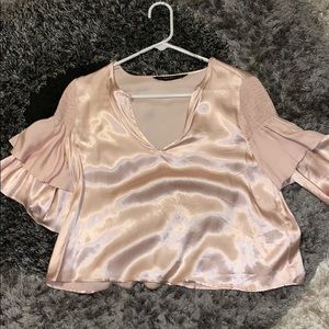 Vneck silk shirt. Light pink